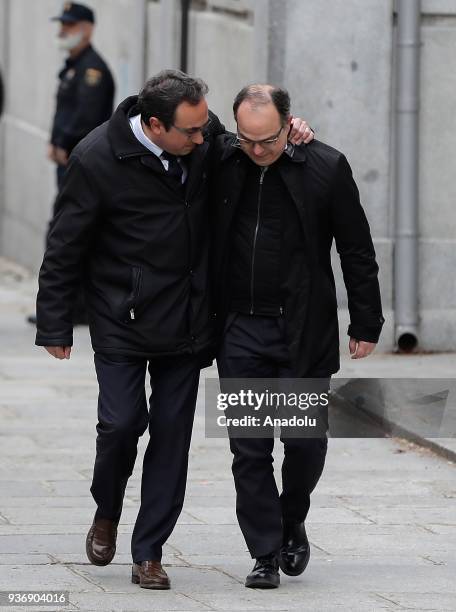 Catalan leaders Jordi Turull and Josep Rull arrive at the supreme court in Madrid, Spain on March 23, 2018. They accused of rebellion, sedition and...