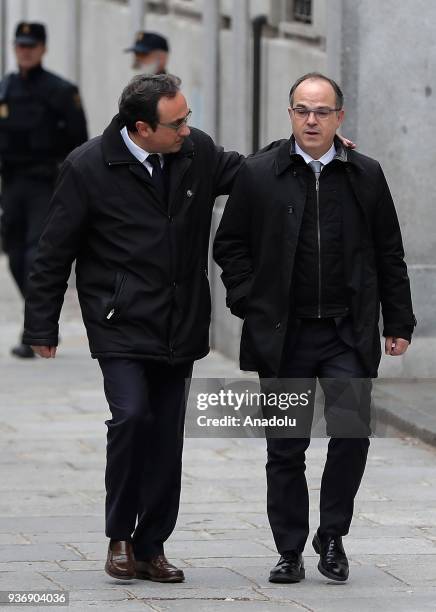 Catalan leaders Jordi Turull and Josep Rull arrive at the supreme court in Madrid, Spain on March 23, 2018. They accused of rebellion, sedition and...