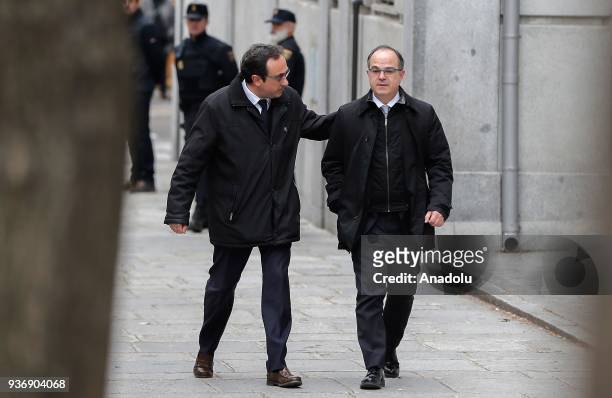 Catalan leaders Jordi Turull and Josep Rull arrive at the supreme court in Madrid, Spain on March 23, 2018. They accused of rebellion, sedition and...