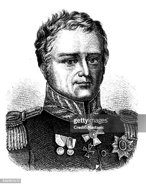 ivan fyodorovich paskevich (1782-1856), russian marshal - russian soldier stock illustrations