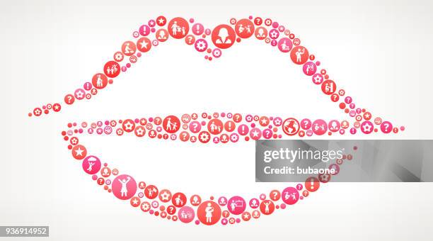 lips women girl power icons vector background - word of mouth stock illustrations