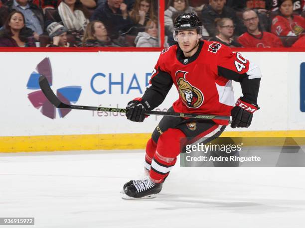 Jim O'Brien of the Ottawa Senators skates against the Florida Panthers at Canadian Tire Centre on March 20, 2018 in Ottawa, Ontario, Canada.