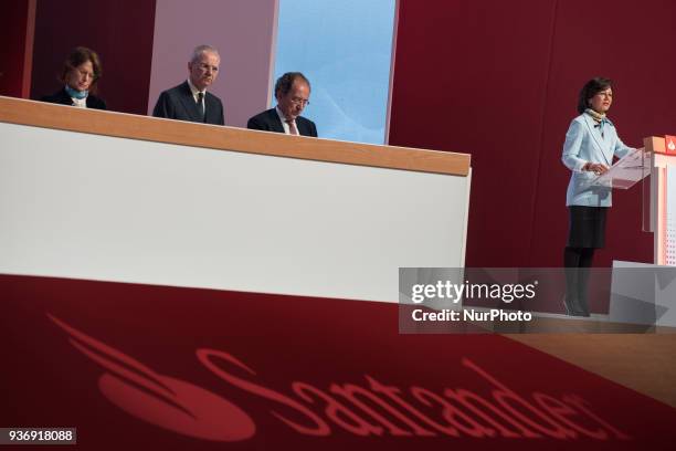 Intervention of the Group executive chairman of Banco Santander Ana Botin during the annual general meeting of shareholders of Banco de Santander in...