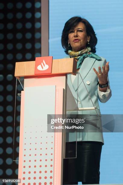 Intervention of the Group executive chairman of Banco Santander Ana Botin during the annual general meeting of shareholders of Banco de Santander in...