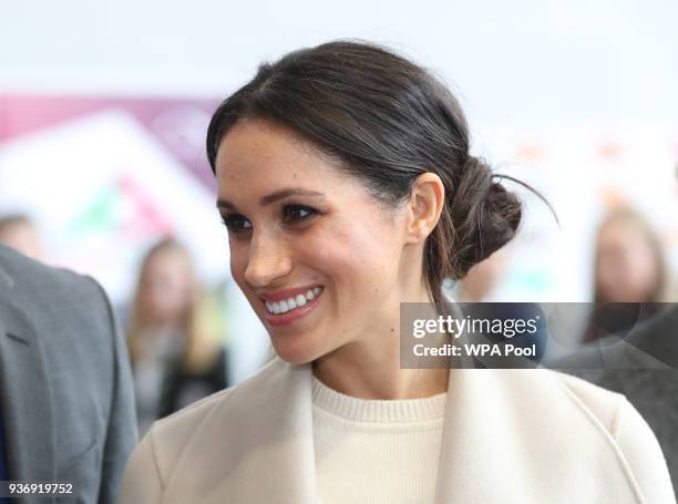 Meghan Markle during her visit to the Eikon Centre wuith Prince Harry to attend an event to mark the second year of the youth-led peace-building...