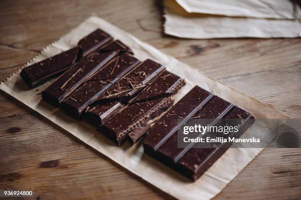 rustic homemade dark chocolate - cioccolato scuro foto e immagini stock