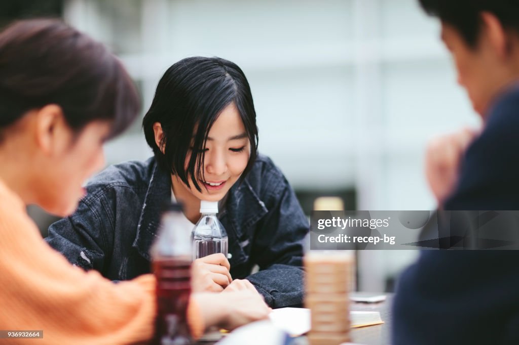 Group of students studying on campus