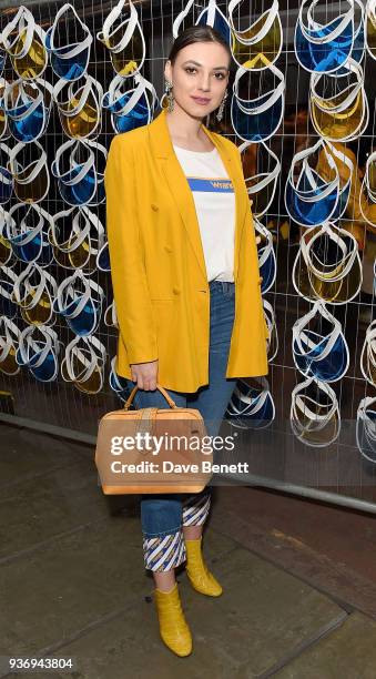 Andreea Cristea attends Wrangler Revival Blue & Yellow on March 22, 2018 in London, England.