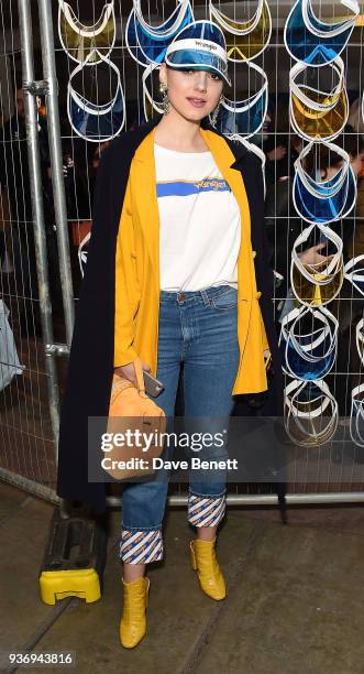 Andreea Cristea attends Wrangler Revival Blue & Yellow on March 22, 2018 in London, England.