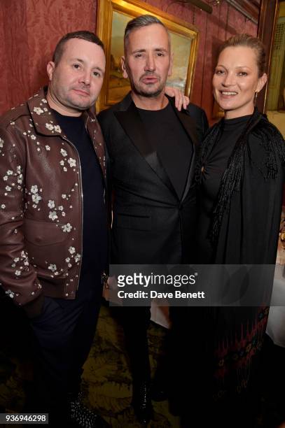 Kim Jones, Fat Tony and Kate Moss attend a private dinner hosted by British Vogue editor Edward Enninful and Kate Moss in honour of Giovanni Morelli,...
