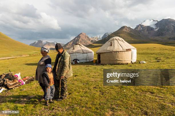 nomad people at lake kol-ukok - kol stock pictures, royalty-free photos & images