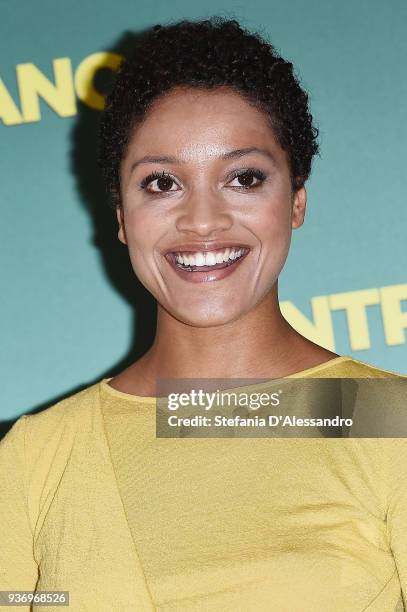 Actress Aude Legastelois attends a photocall for 'Contromano' on March 23, 2018 in Milan, Italy.