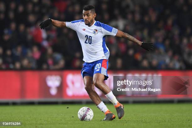 Anibal Godoy of Panema in action during the International Friendly match between Denmark and Panama at Brondby Stadion on March 22, 2018 in Brondby,...