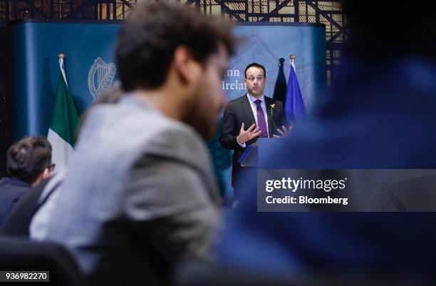 Leo Varadkar, Ireland's prime minister, speaks during a news conference following a summit of European Union leaders in Brussels, Belgium, on Friday,...