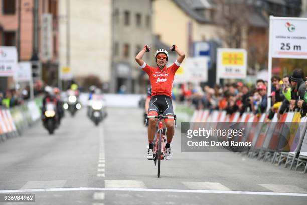 Arrival / Jarlinson Pantano of Colombia and Team Trek-Segafredo / Celebration / during the Volta Ciclista a Catalunya 2018, Stage 5 a 212,9km stage...