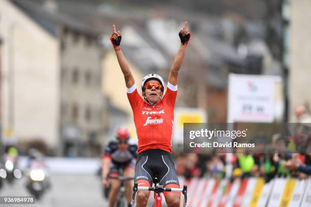 Arrival / Jarlinson Pantano of Colombia and Team Trek-Segafredo / Celebration / during the Volta Ciclista a Catalunya 2018, Stage 5 a 212,9km stage...