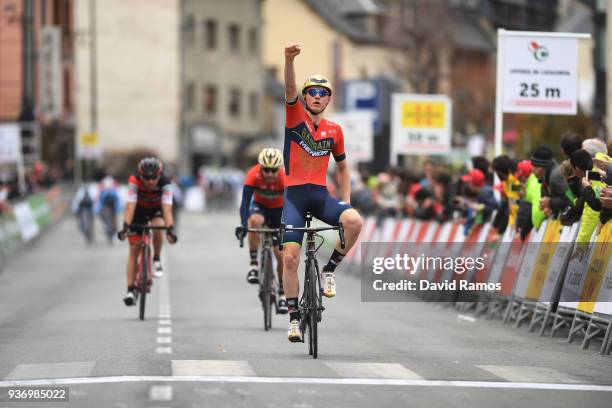 Arrival / Matej Mohoric of Slovenia and Bahrain-Merida / Celebration / during the Volta Ciclista a Catalunya 2018, Stage 5 a 212,9km stage from...