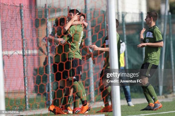 Sandro Kulenovic of Juventus celebrates after scoring a goal during the Viareggio Cup, quarter final match between Juventus U19 and Rijeka U19 at...