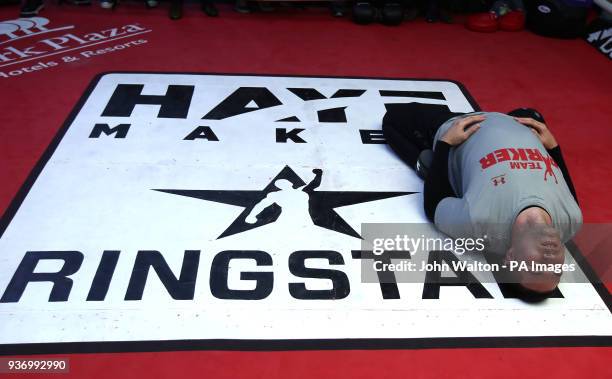 Joseph Parker during the training session at the Hayemaker Gym in Vauxhall, London. PRESS ASSOCIATION Photo. Picture date: Friday March 23, 2018. See...