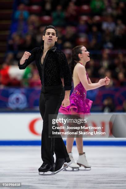 Anna Cappellini and Luca Lanotte of Italy compete in the Ice Dance Free Dance during day two of the World Figure Skating Championships at Mediolanum...
