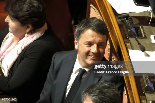 Former Italian Prime Minister Matteo Renzi attends the first session of the new Italy's Senate at Palazzo Madama on March 23, 2018 in Rome, Italy.