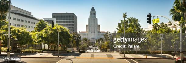 los angeles city hall panoramic - hollywood california imagens e fotografias de stock