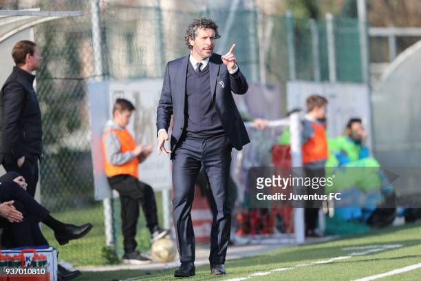 Alessando Dal Canto head coach of Juventus gestures during the Viareggio Cup match between Juventus U19 snd Rijeka U19 at on March 23, 2018 in...