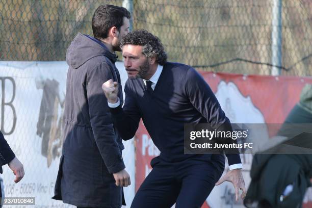 Alessando Dal Canto head coach of Juventus gestures during the Viareggio Cup match between Juventus U19 snd Rijeka U19 at on March 23, 2018 in...