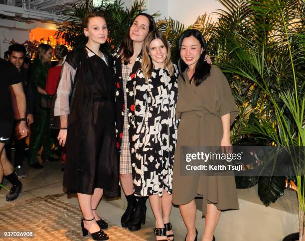 Designers Phoebe English , Edeline Lee and Serafina Sama of Isa Arfen attend the British Fashion Council Cocktail Reception to celebrate British...