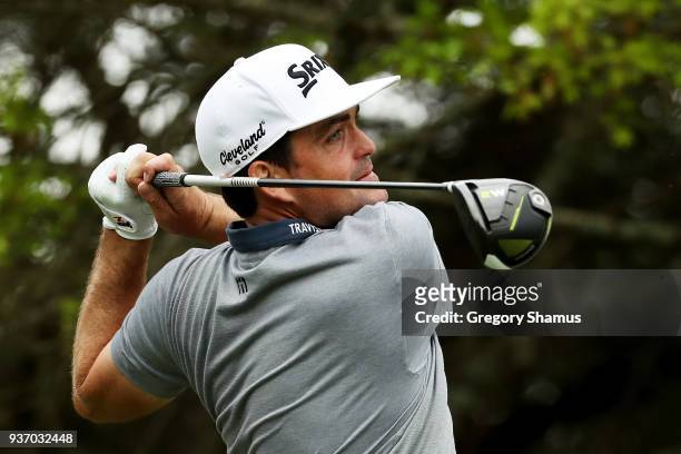 Keegan Bradley of the United States plays his shot from the fifth tee during the third round of the World Golf Championships-Dell Match Play at...