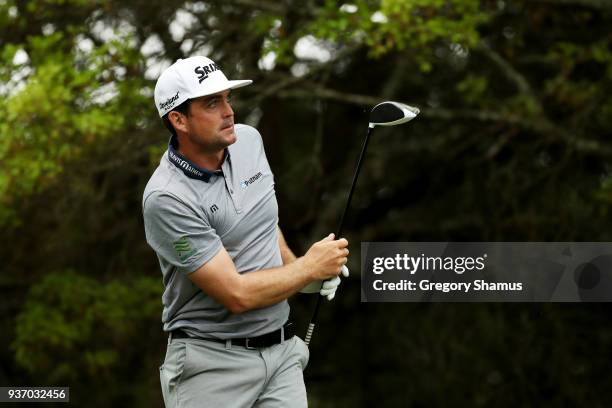 Keegan Bradley of the United States plays his shot from the fifth tee during the third round of the World Golf Championships-Dell Match Play at...