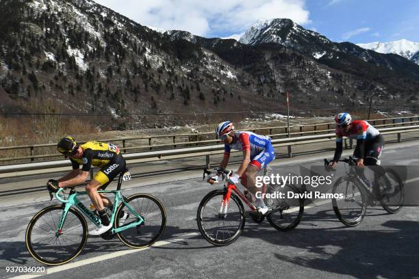 Steven Kruijswijk of The Netherlands and Team LottoNL-Jumbo / Sebastien Reichenbach of Switzerland and Team Groupama-FDJ / Bob Jungels of Luxembourg...