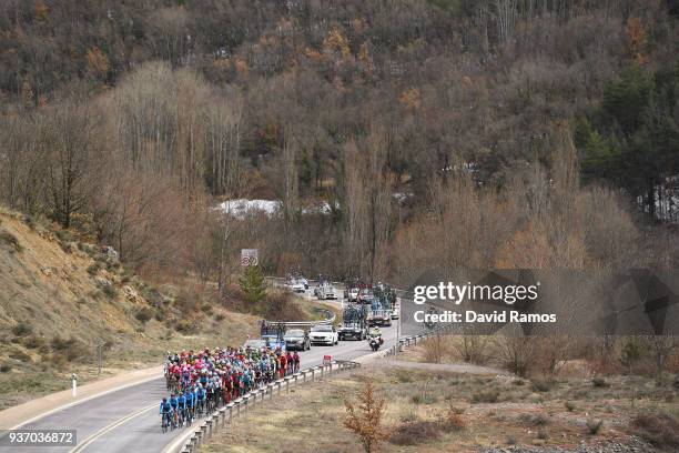 Landscape / Peloton / during the Volta Ciclista a Catalunya 2018, Stage 5 a 212,9km stage from Llivia to Vielha Val D'Aran on March 23, 2018 in...