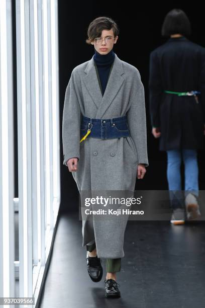 Model walks the runway during the MisterGentleman show as part of Amazon Fashion Week TOKYO 2018 A/W on March 23, 2018 in Tokyo, Japan.