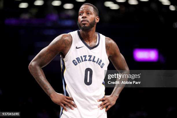 JaMychal Green of the Memphis Grizzlies looks on in the third quarter against the Brooklyn Nets during their game at Barclays Center on March 19,...