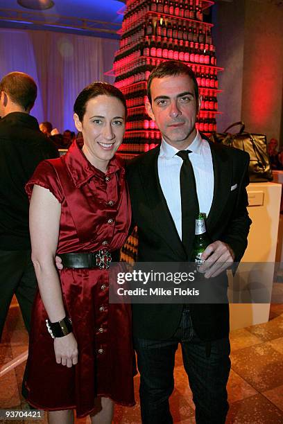 Harpers Bazaar Editor Edwina McCann and Fashion Designer Antonio Berardi arrive for the Peroni Young Designer Awards at the MCA on December 3, 2009...