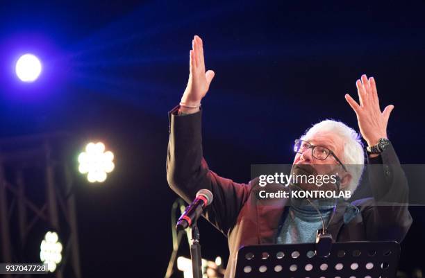 Singer Peppino Di Capri performs during the concert "I sto vicino a te 63",tribute to the musician and singer Pino Daniele in the day of his 63th...