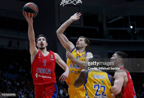 Nando de Colo, #1 of CSKA Moscow competes with Sergey Monia, #12 of Khimki Moscow Region in action during the 2017/2018 Turkish Airlines EuroLeague...