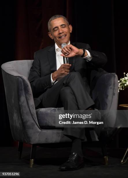 Barack Obama attends a talk at the Art Gallery Of NSW on March 23, 2018 in Sydney, Australia. The former US president is on a private speaking tour...