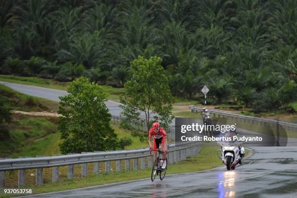 Wang Bo of Hengxiang Cycling Team China competes during Stage 6 of the Le Tour de Langkawi 2018, Tapah-Tanjung Malim 108.5 km on March 23, 2018 in...