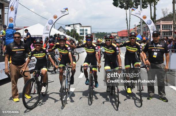 Malaysian National Team pose during Stage 6 of the Le Tour de Langkawi 2018, Tapah-Tanjung Malim 108.5 km on March 23, 2018 in Tanjung Malim,...