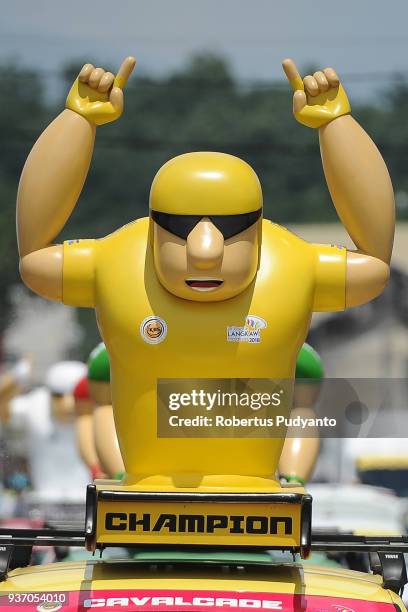 The yellow jersey mascot parades during Stage 6 of the Le Tour de Langkawi 2018, Tapah-Tanjung Malim 108.5 km on March 23, 2018 in Tanjung Malim,...