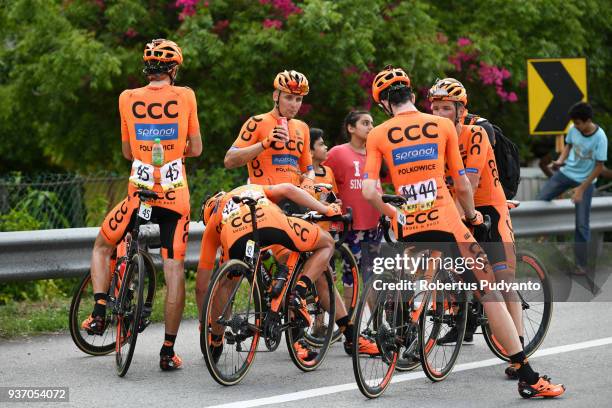 Sprandi Polkowice Poland riders relax after finished Stage 6 of the Le Tour de Langkawi 2018, Tapah-Tanjung Malim 108.5 km on March 23, 2018 in...