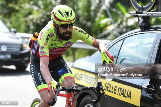 Giuseppe Fonzi of Wilier Triestina-Selle Italia grabs a bottle during Stage 6 of the Le Tour de Langkawi 2018, Tapah-Tanjung Malim 108.5 km on March...