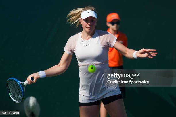 Carina Witthoeft in action on Day 4 of the Miami Open on March 22 at Crandon Park Tennis Center in Key Biscayne, FL.