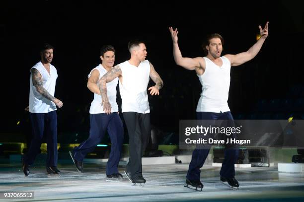 Jake Quickenden, Max Evans, Ray Quinn, Kem Cetinay during the Dancing on Ice Live Tour - Dress Rehearsal at Wembley Arena on March 22, 2018 in...