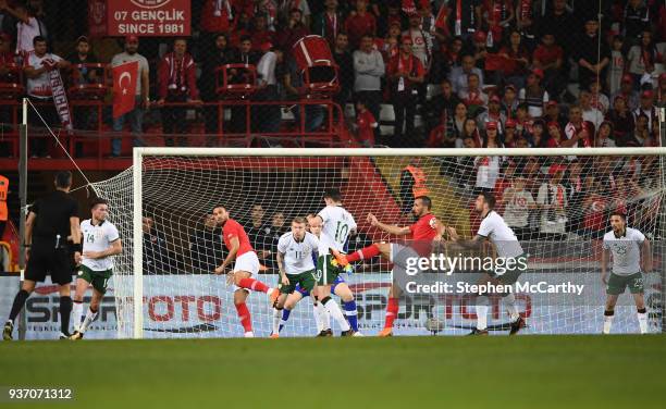 Antalya , Turkey - 23 March 2018; Mehmet Topal of Turkey scores his side's first goal during the International Friendly match between Turkey and...