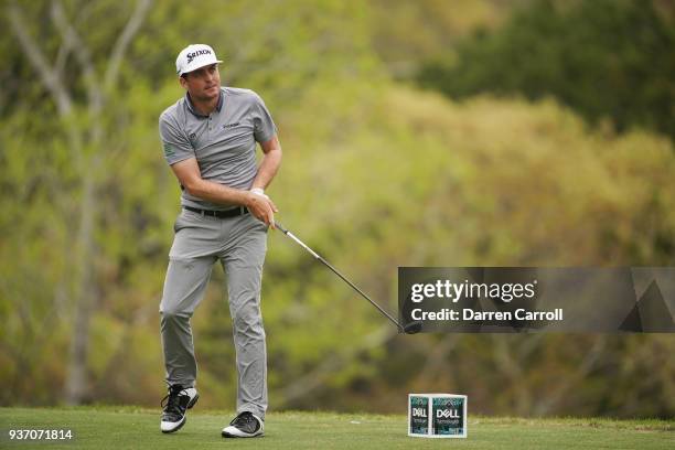 Keegan Bradley of the United States plays his shot from the third tee during the third round of the World Golf Championships-Dell Match Play at...