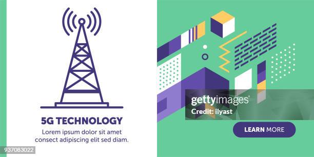 5g technology banner - electricity pylon stock illustrations
