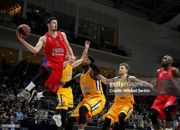 Nando de Colo, #1 of CSKA Moscow in action during the 2017/2018 Turkish Airlines EuroLeague Regular Season Round 28 game between Khimki Moscow Region...